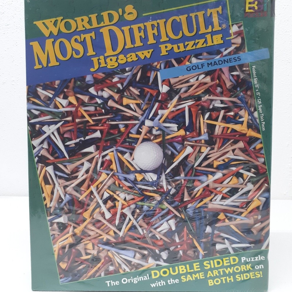 Worlds Most Difficult Jigsaw Puzzle Golf Madness Double Sided 529 Pcs 15x15 New